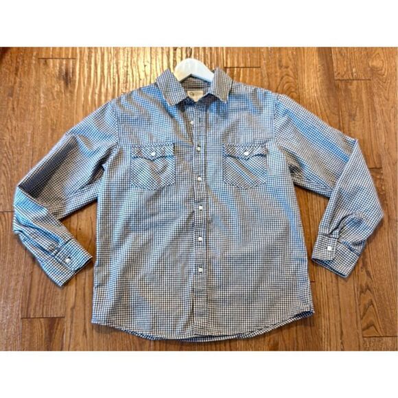 AG Jeans blue gingham pocket front button down large - Picture 8 of 9